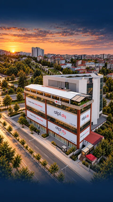 Alpi Diş Kaynarca şubesinin binası, havadan görünüm